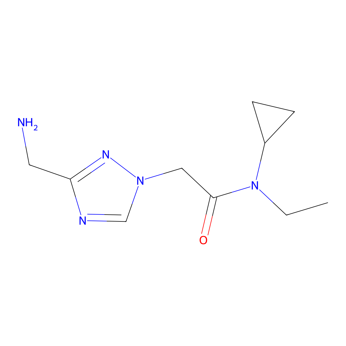 2-[3-(Aminomethyl)-1H-1,2,4-triazol-1-yl]-N-cyclopropyl-N-ethylacetamide molecular structure, CAS 1342740-58-2