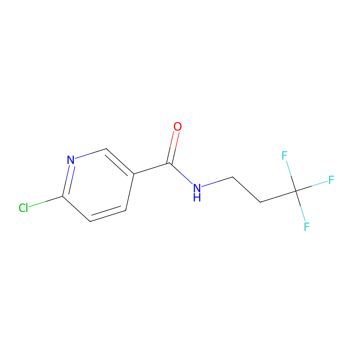 6-chloro-N-(3,3,3-trifluoropropyl)pyridine-3-carboxamide molecular structure, CAS 1342741-24-5