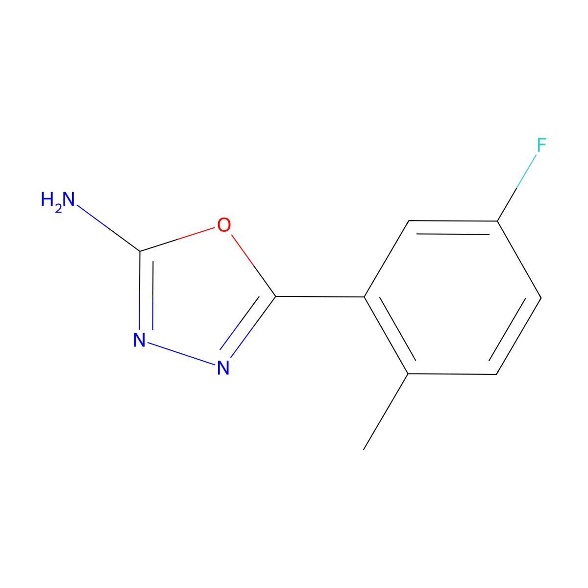 5-(5-Fluoro-2-methylphenyl)-1,3,4-oxadiazol-2-amine molecular structure, CAS 1342742-34-0