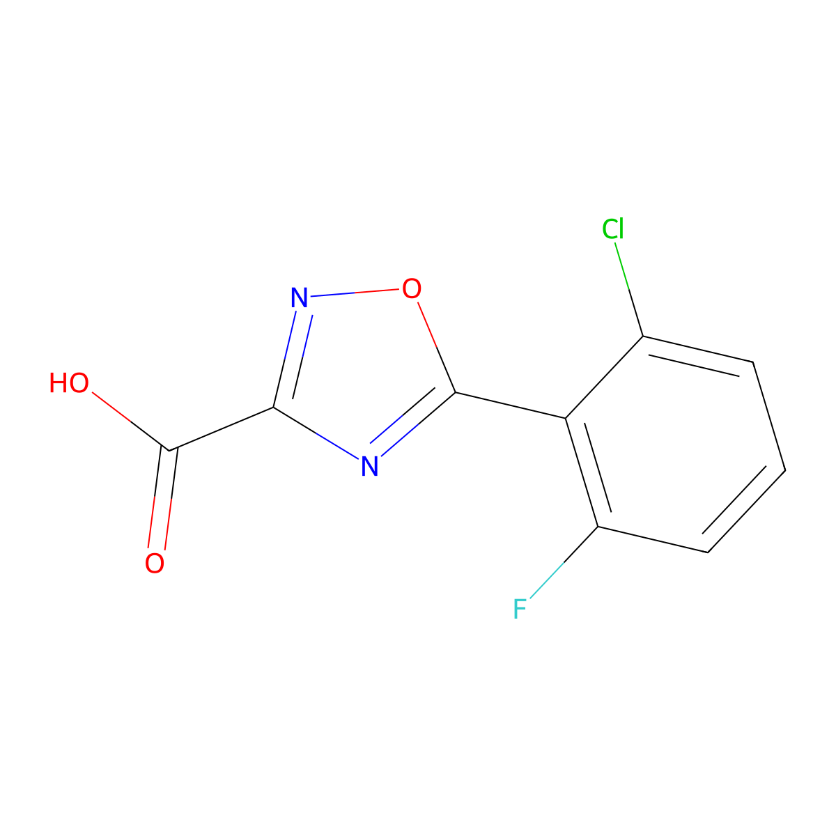 5-(2-Chloro-6-fluorophenyl)-1,2,4-oxadiazole-3-carboxylic acid molecular structure, CAS 1342742-59-9