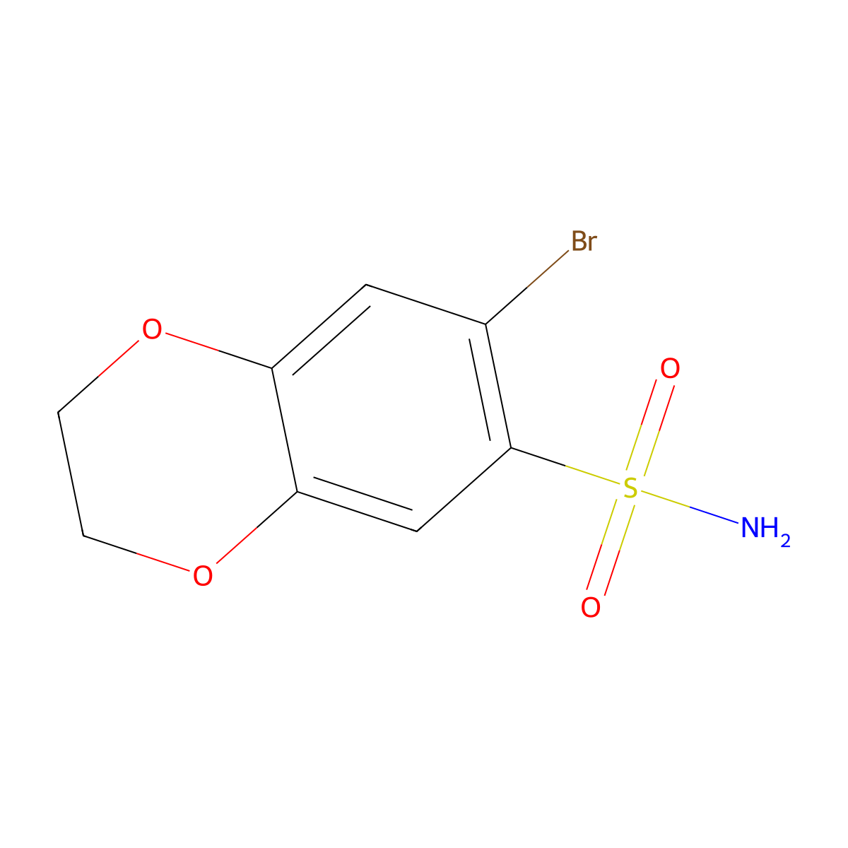 7-Bromo-2,3-dihydro-1,4-benzodioxine-6-sulfonamide molecular structure, CAS 1342745-35-0
