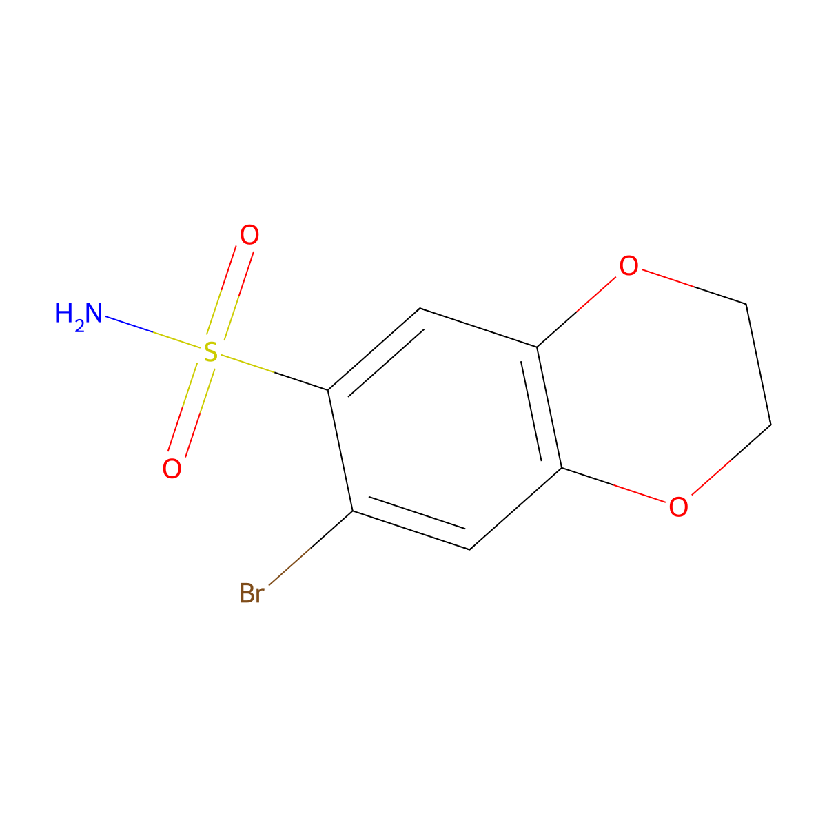 7-Bromo-2,3-dihydro-1,4-benzodioxine-6-sulfonamide molecular structure, CAS 1342745-35-0