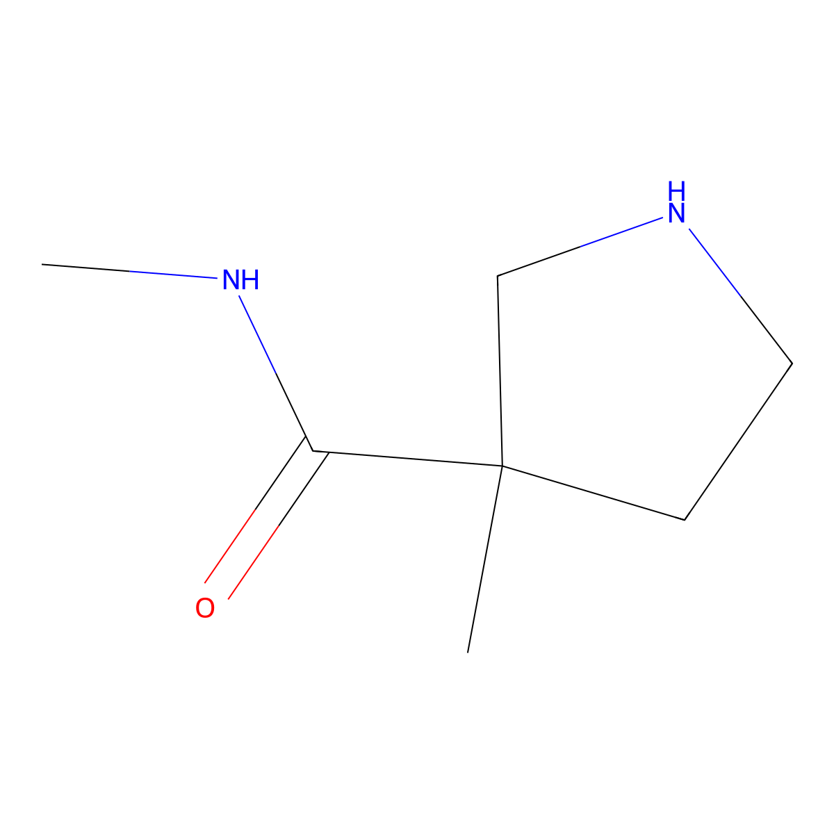 N,3-dimethylpyrrolidine-3-carboxamide molecular structure, CAS 1342746-44-4