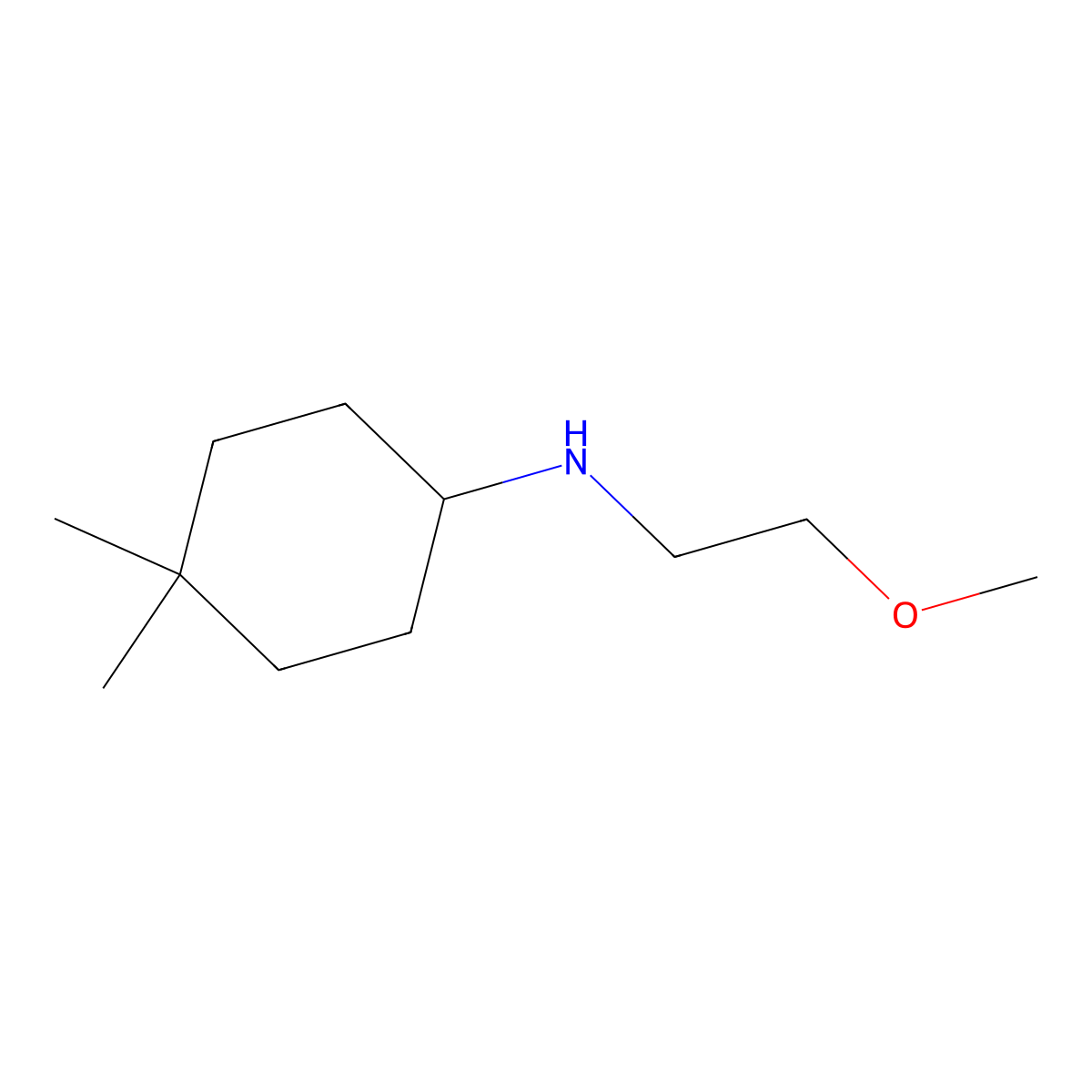 N-(2-methoxyethyl)-4,4-dimethylcyclohexan-1-amine molecular structure, CAS 1342746-63-7