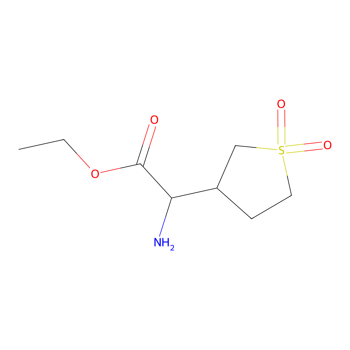 Ethyl 2-amino-2-(1,1-dioxo-1lambda6-thiolan-3-yl)acetate molecular structure, CAS 1342750-92-8