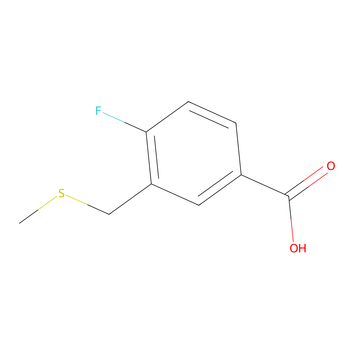 4-Fluoro-3-[(methylsulfanyl)methyl]benzoic acid molecular structure, CAS 1342751-84-1