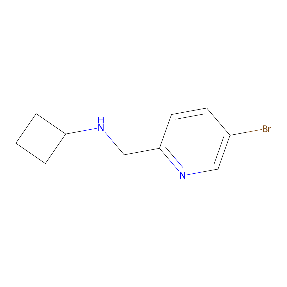 N-[(5-bromopyridin-2-yl)methyl]cyclobutanamine molecular structure, CAS 1342752-66-2