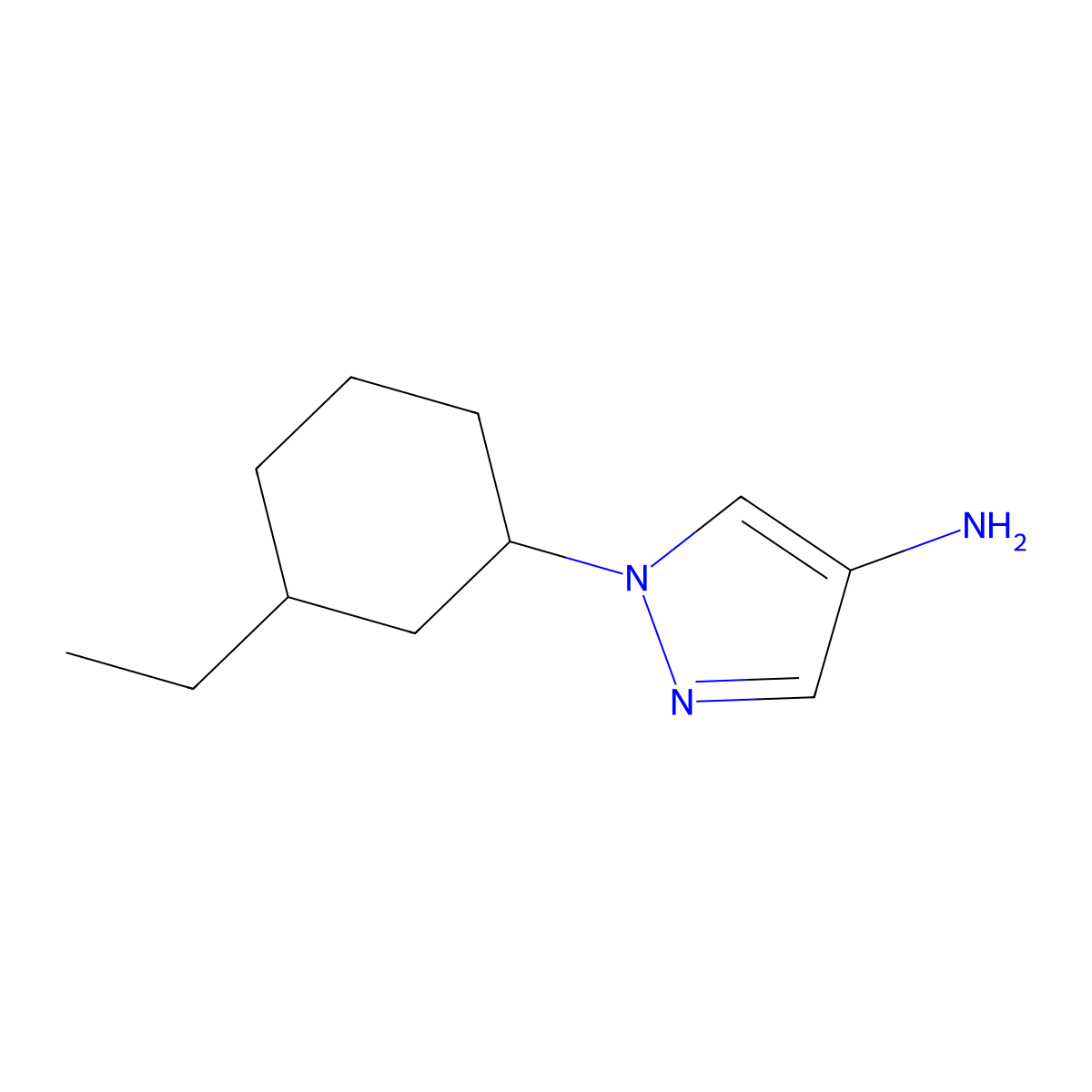 1-(3-ethylcyclohexyl)-1H-pyrazol-4-amine molecular structure, CAS 1342754-43-1