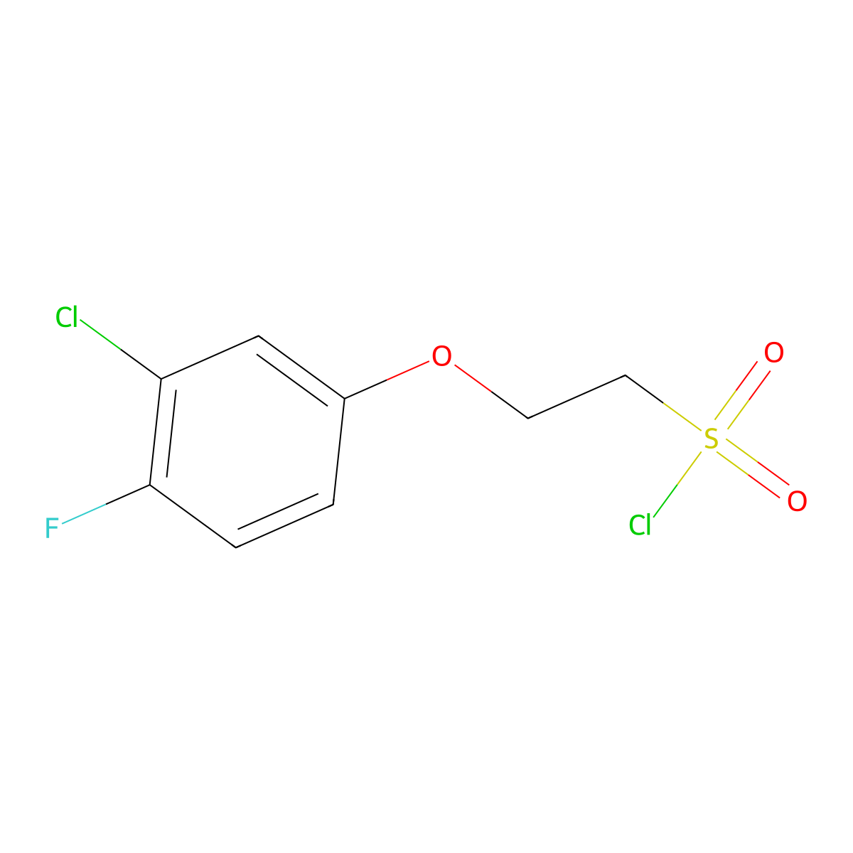2-(3-Chloro-4-fluorophenoxy)ethane-1-sulfonyl chloride molecular structure, CAS 1342755-09-2