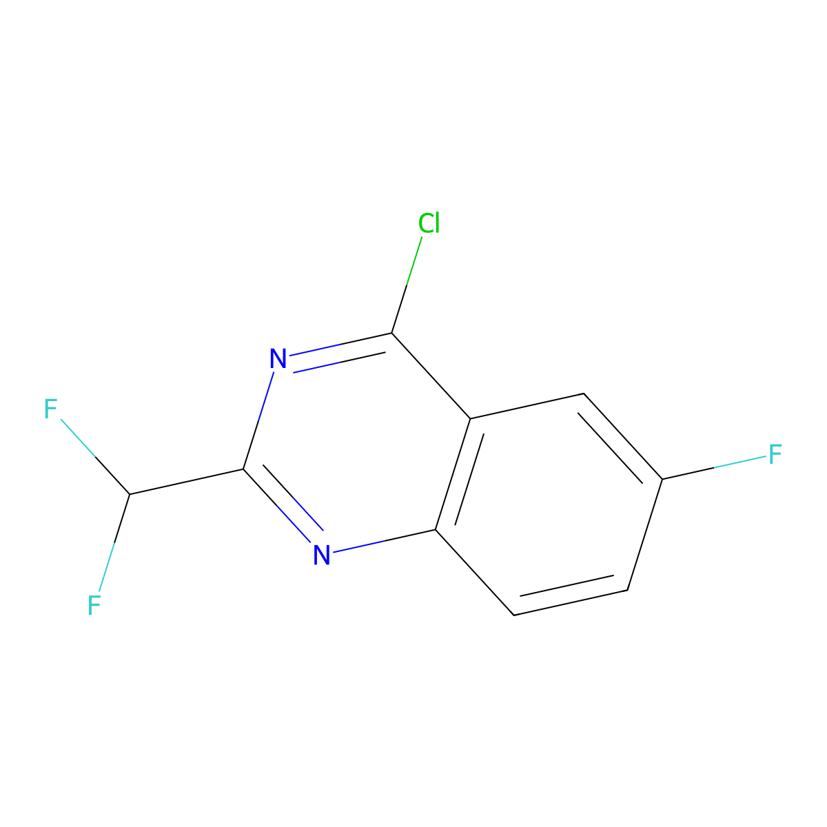 4-Chloro-2-(difluoromethyl)-6-fluoroquinazoline molecular structure, CAS 1342755-17-2