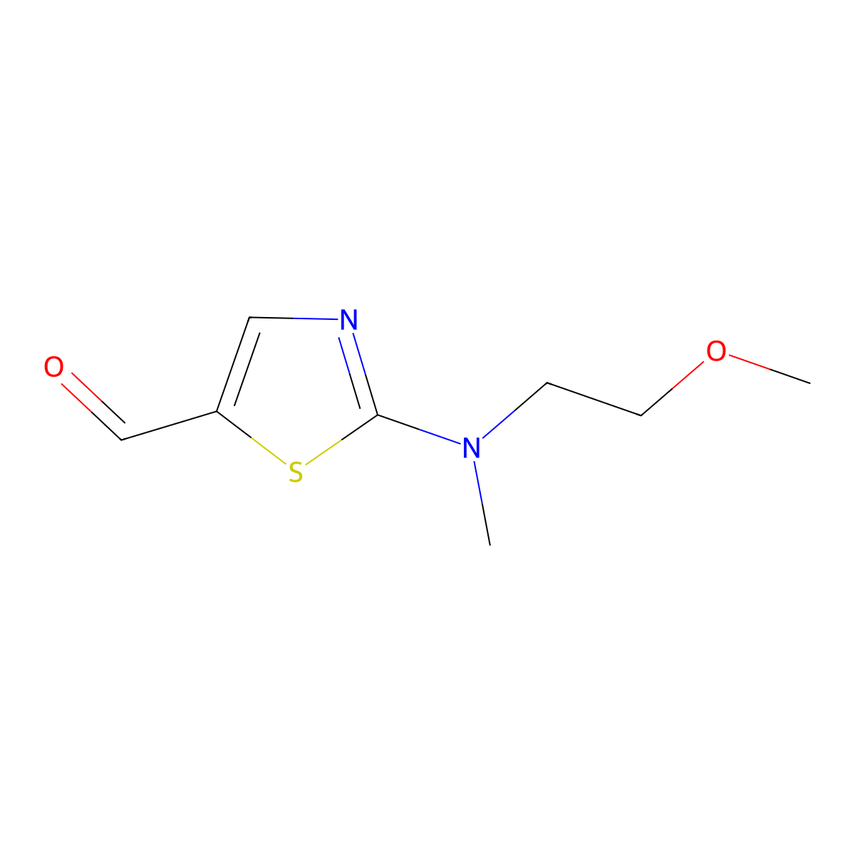 2-((2-Methoxyethyl)(methyl)amino)thiazole-5-carbaldehyde molecular structure, CAS 1342755-91-2