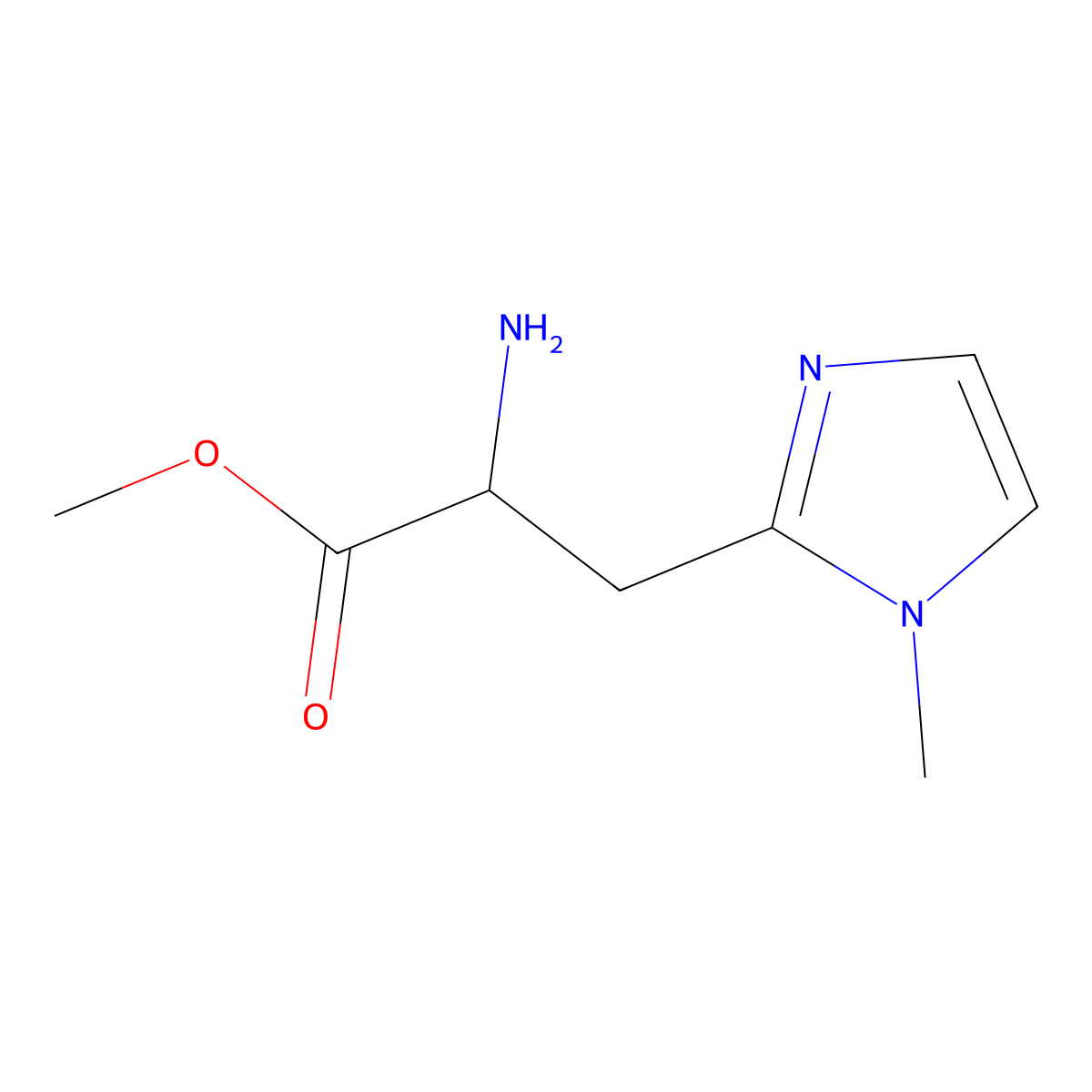 methyl 2-amino-3-(1-methyl-1H-imidazol-2-yl)propanoate molecular structure, CAS 1342758-18-2