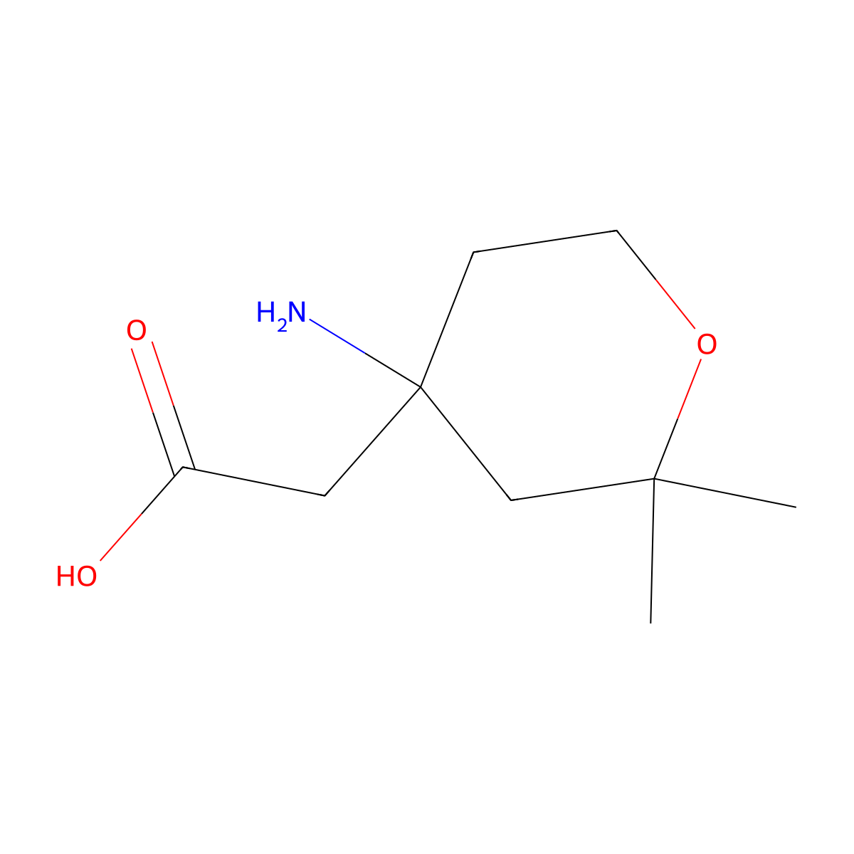 2-(4-Amino-2,2-dimethyloxan-4-yl)acetic acid molecular structure, CAS 1342761-52-7