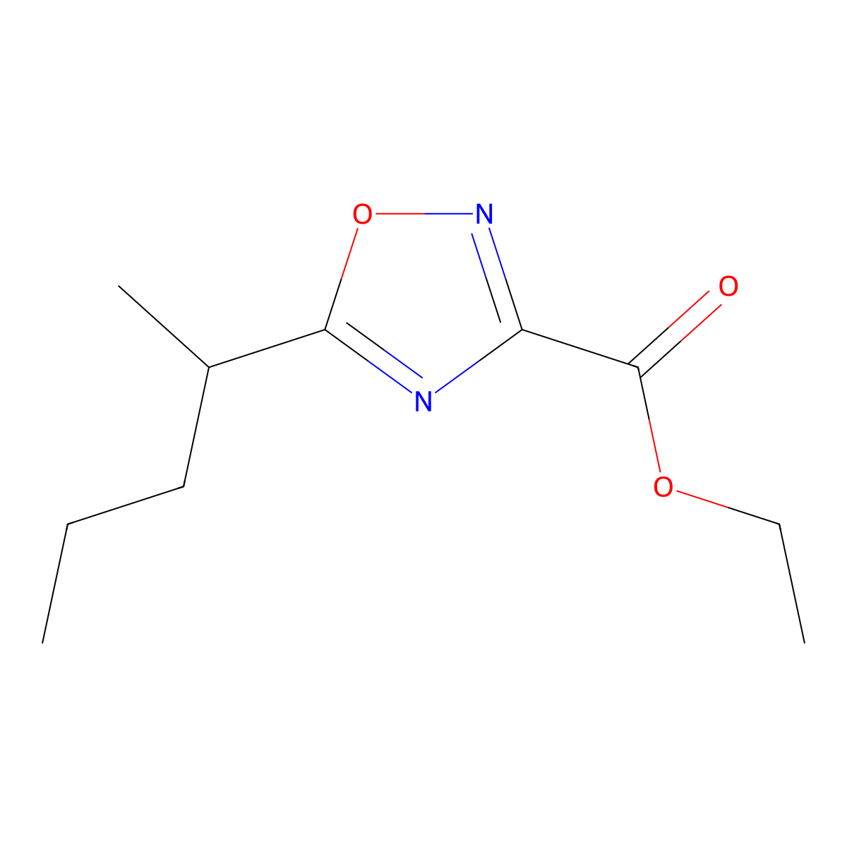 Ethyl 5-(pentan-2-yl)-1,2,4-oxadiazole-3-carboxylate molecular structure, CAS 1342764-77-5