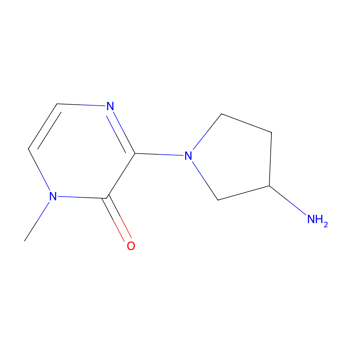 3-(3-aminopyrrolidin-1-yl)-1-methylpyrazin-2(1H)-one molecular structure, CAS 1342764-84-4