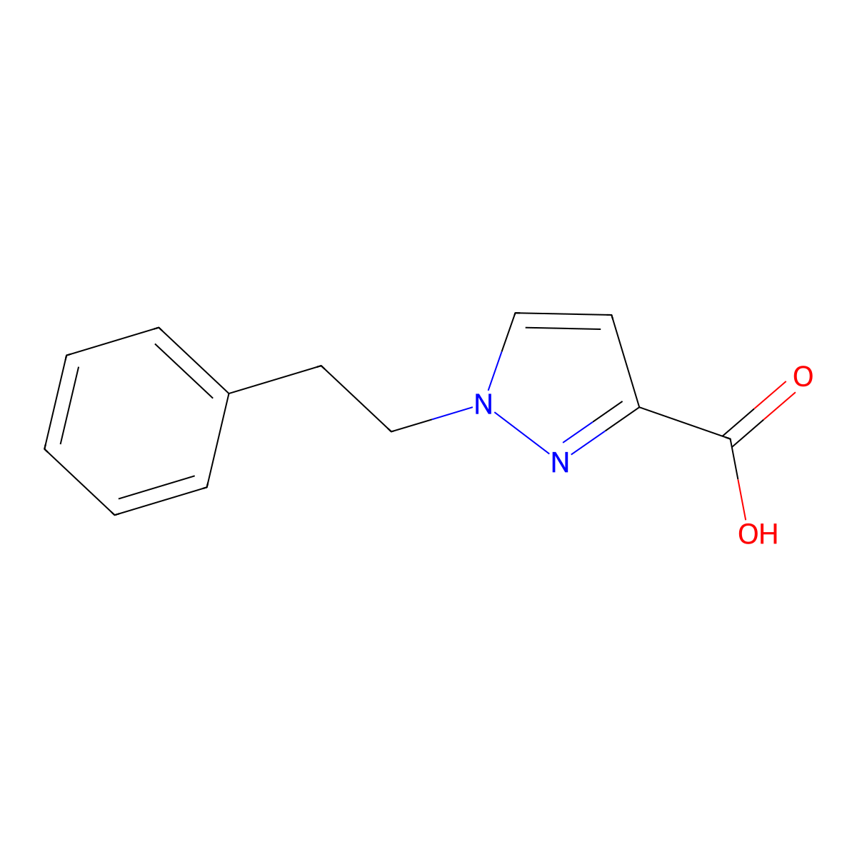 1-(2-phenylethyl)-1H-pyrazole-3-carboxylic acid molecular structure, CAS 1342765-18-7