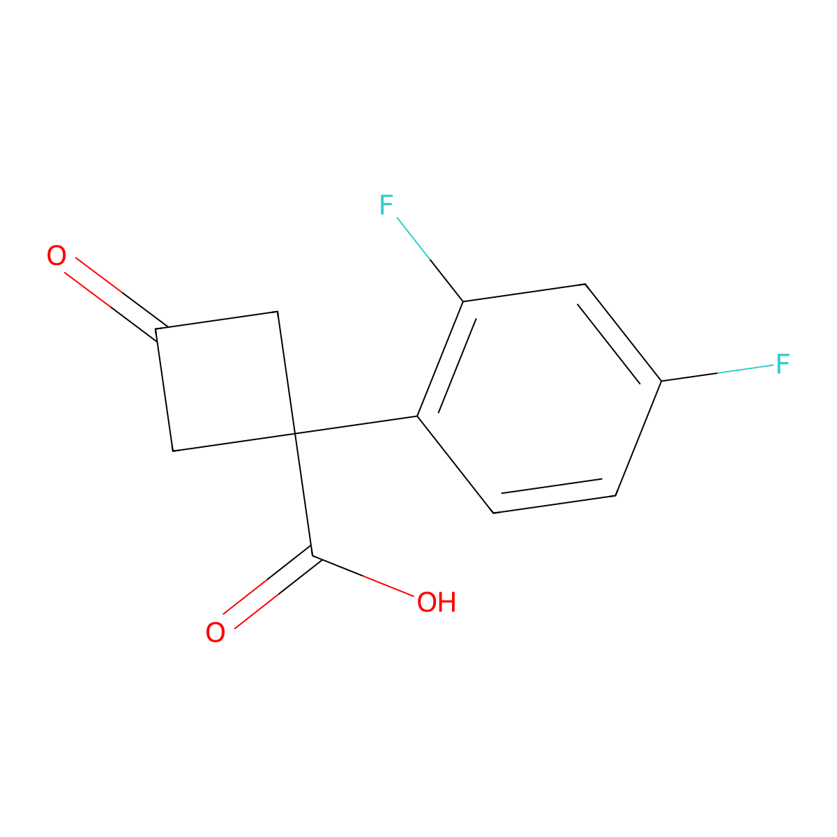 1-(2,4-Difluorophenyl)-3-oxocyclobutane-1-carboxylic acid molecular structure, CAS 1342765-83-6