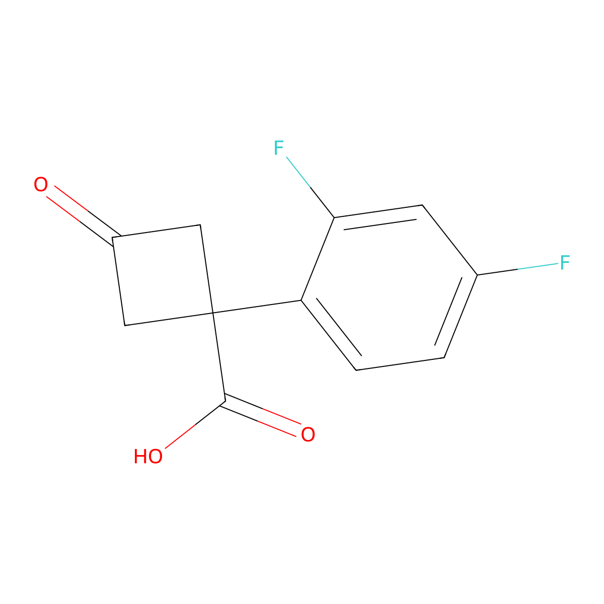 1-(2,4-Difluorophenyl)-3-oxocyclobutane-1-carboxylic acid molecular structure, CAS 1342765-83-6