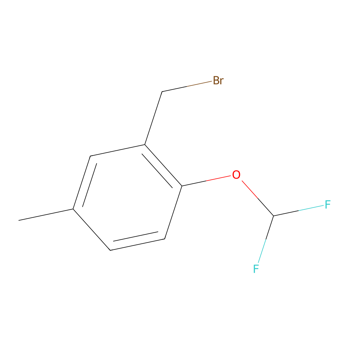 2-(Bromomethyl)-1-(difluoromethoxy)-4-methylbenzene molecular structure, CAS 1342768-08-4