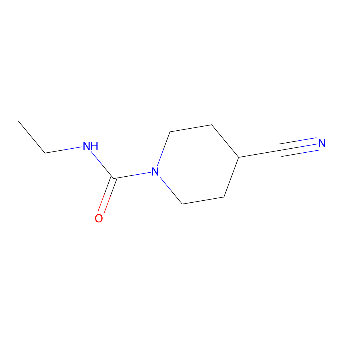 4-cyano-N-ethylpiperidine-1-carboxamide molecular structure, CAS 1342769-87-2
