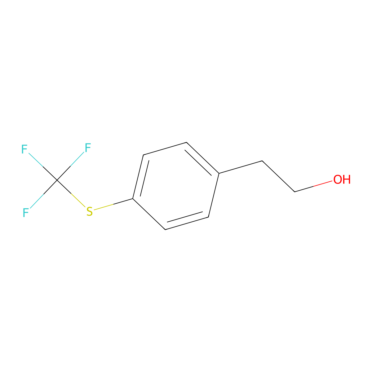 2-{4-[(Trifluoromethyl)sulfanyl]phenyl}ethan-1-ol molecular structure, CAS 1342773-44-7