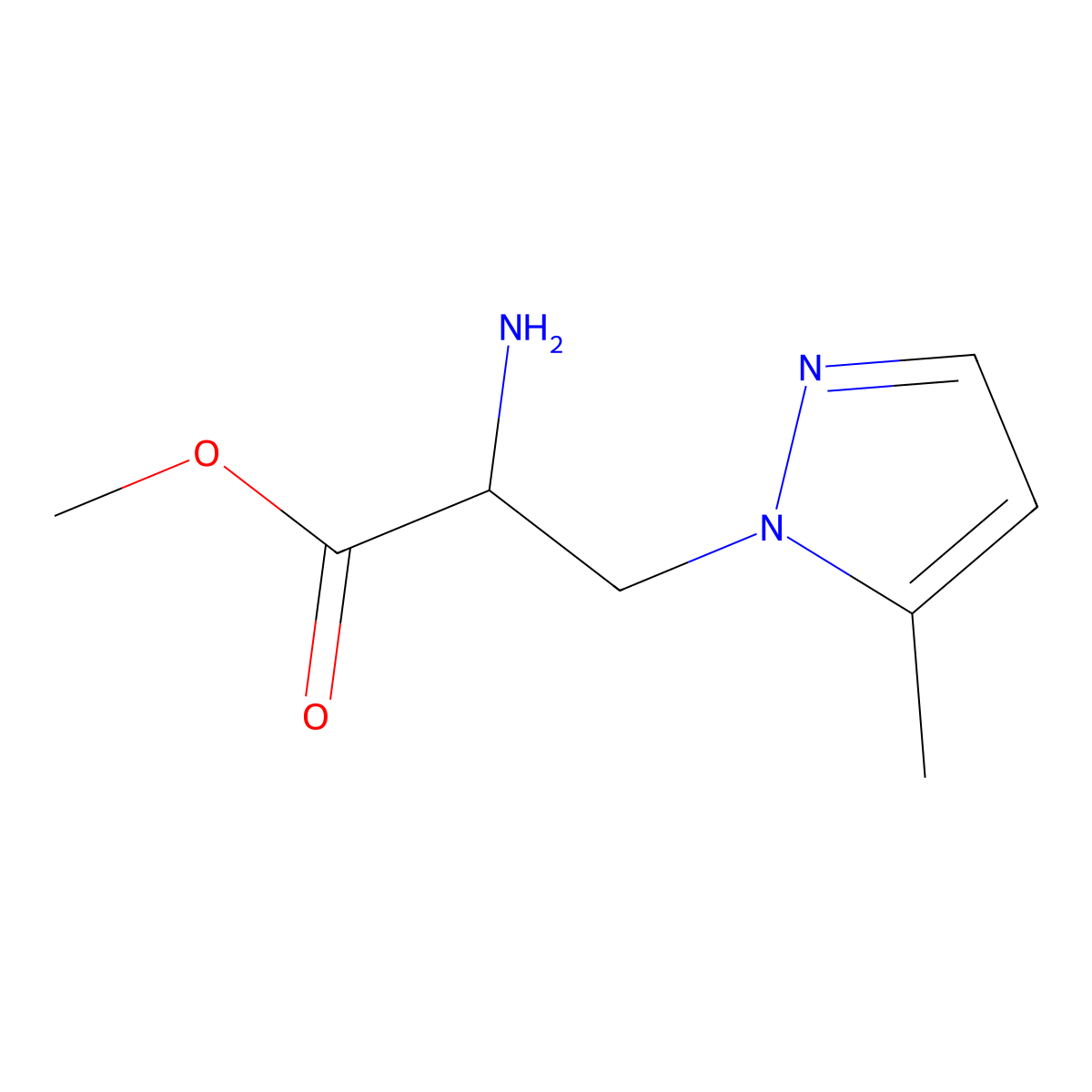 Methyl 2-amino-3-(5-methyl-1h-pyrazol-1-yl)propanoate molecular structure, CAS 1342774-82-6