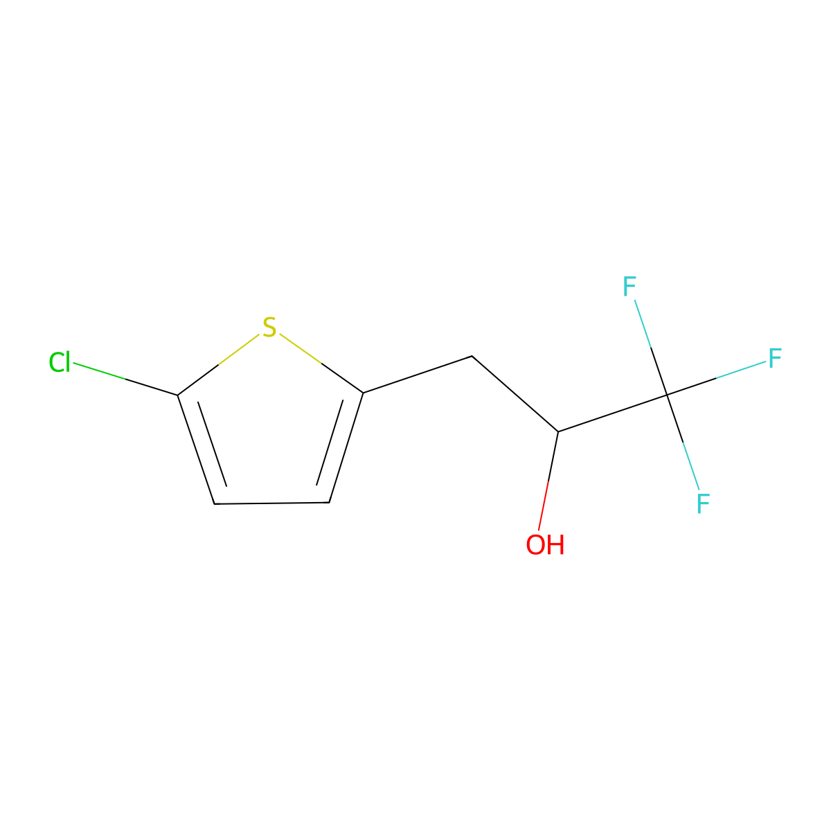 3-(5-Chlorothiophen-2-yl)-1,1,1-trifluoropropan-2-ol molecular structure, CAS 1342774-87-1
