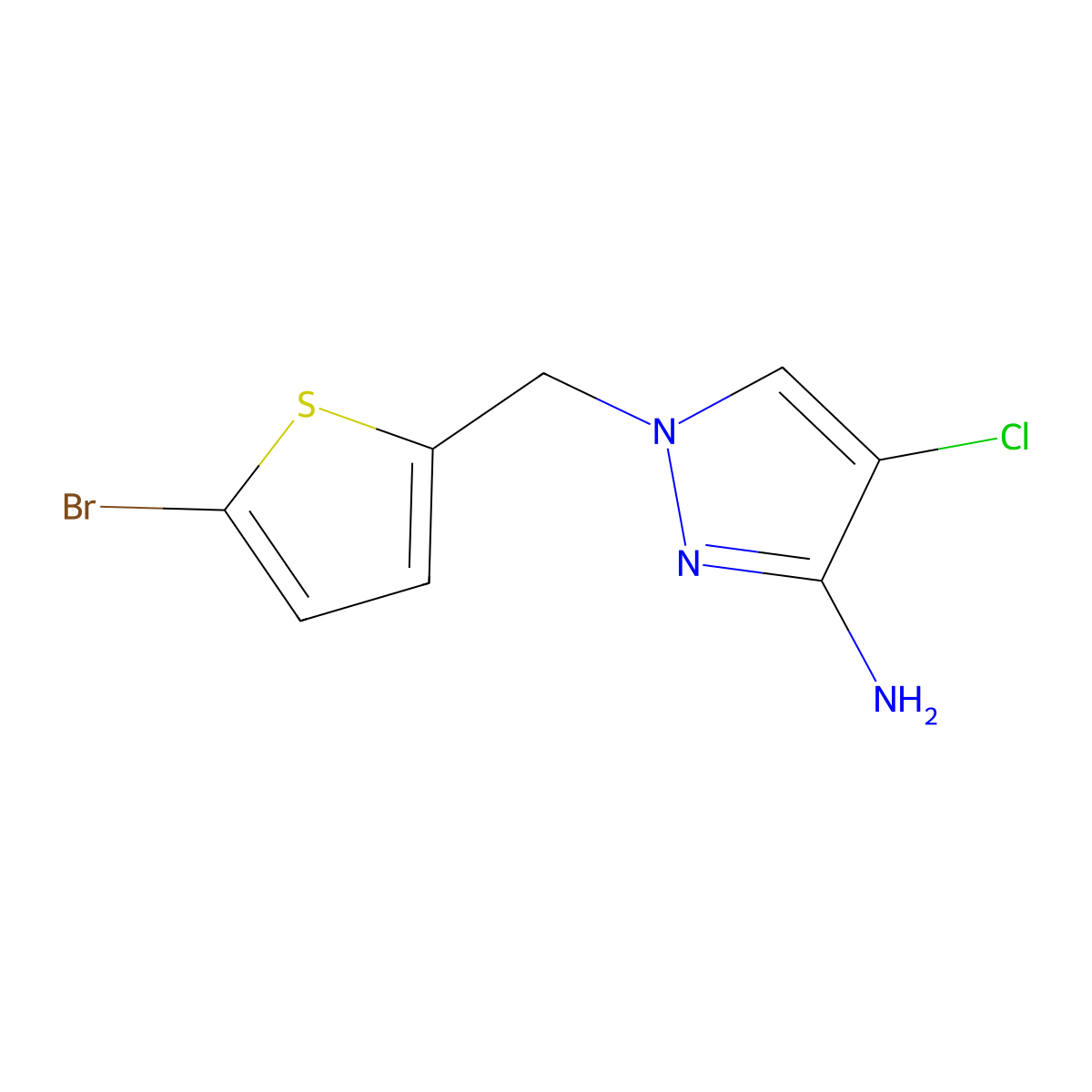 1-[(5-Bromothiophen-2-yl)methyl]-4-chloro-1H-pyrazol-3-amine molecular structure, CAS 1342776-55-9