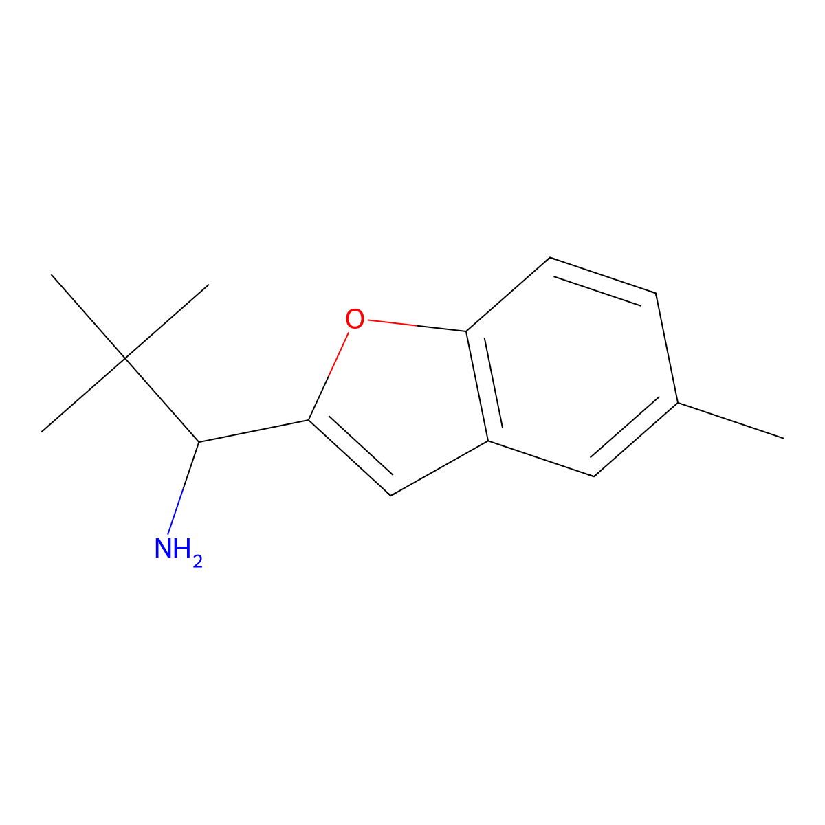 2,2-Dimethyl-1-(5-methylbenzofuran-2-yl)propan-1-amine molecular structure, CAS 1342777-28-9