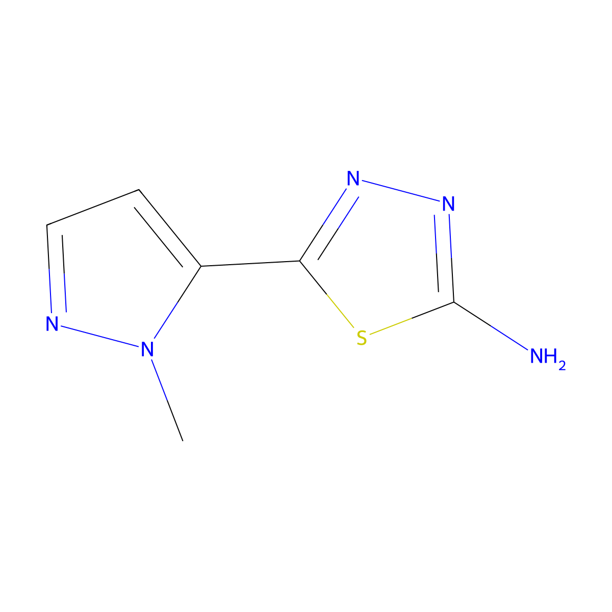 5-(1-methyl-1H-pyrazol-5-yl)-1,3,4-thiadiazol-2-amine molecular structure, CAS 1342779-21-8