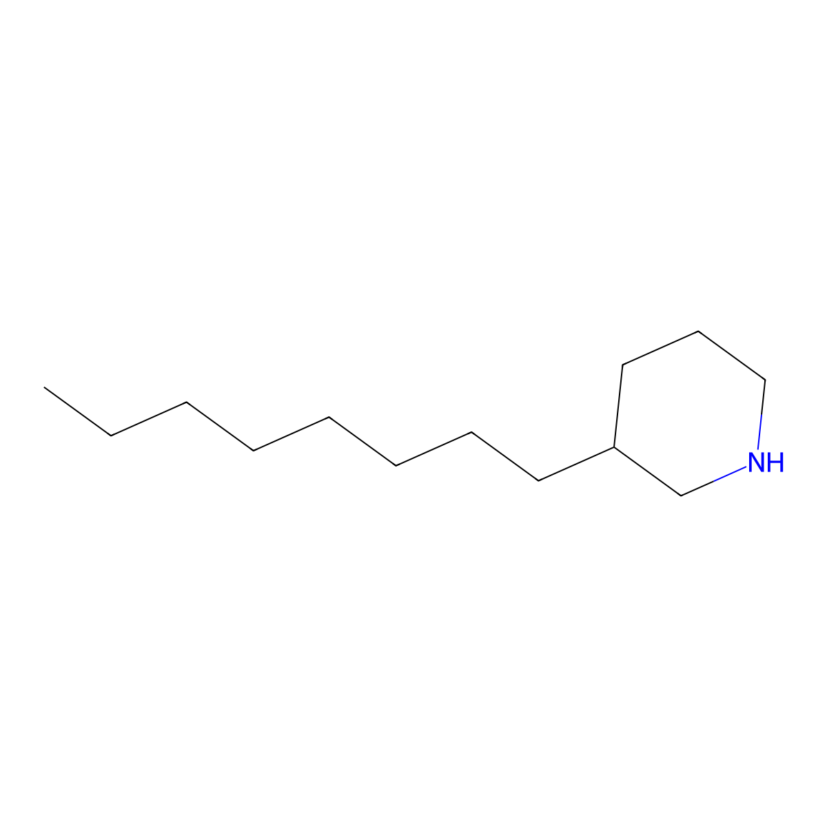 3-Octylpiperidine molecular structure, CAS 134278-82-3