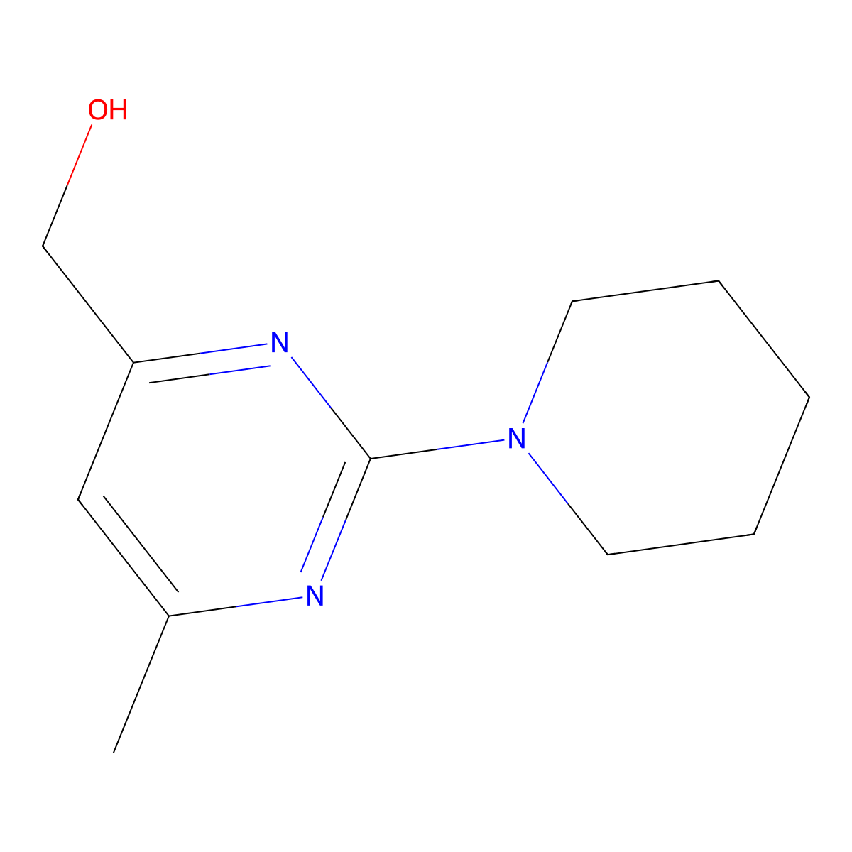 [6-Methyl-2-(piperidin-1-yl)pyrimidin-4-yl]methanol molecular structure, CAS 1342780-16-8