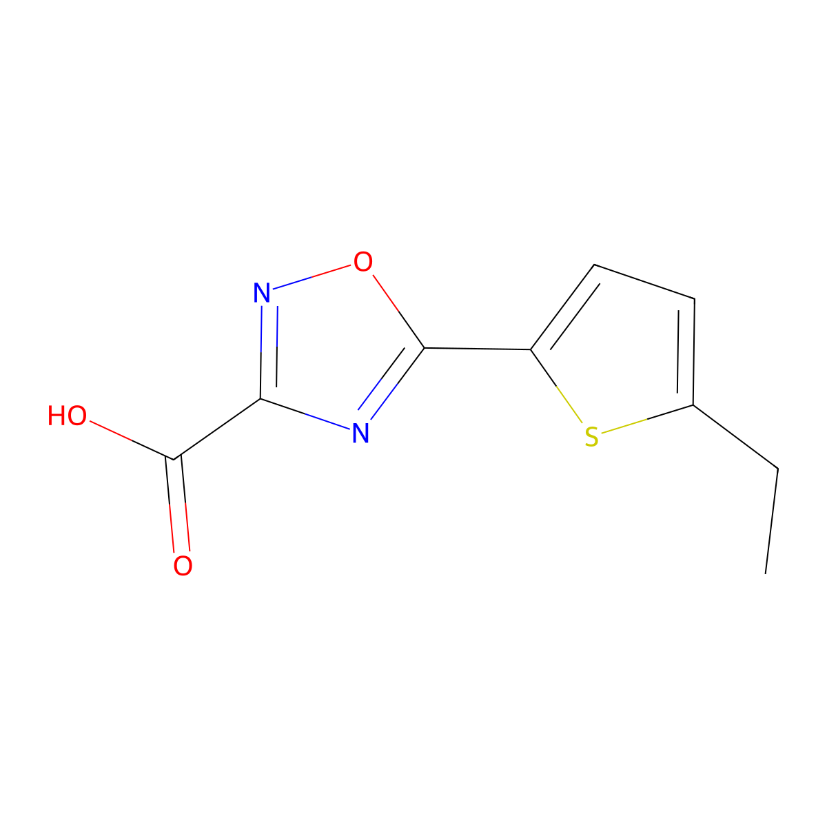 5-(5-Ethylthiophen-2-yl)-1,2,4-oxadiazole-3-carboxylic acid molecular structure, CAS 1342781-04-7