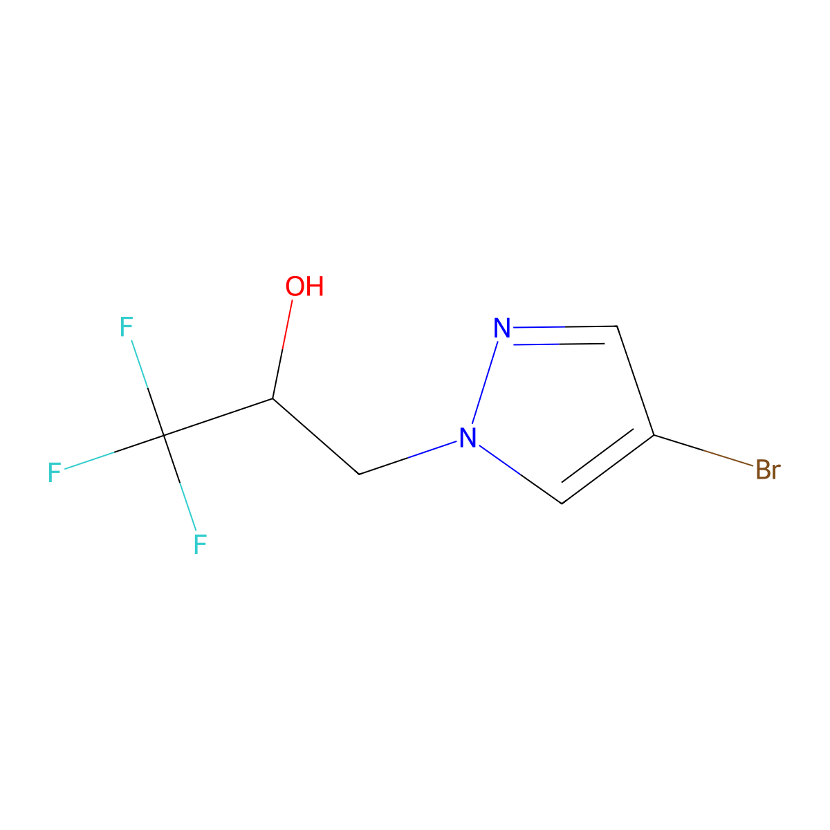 3-(4-bromo-1H-pyrazol-1-yl)-1,1,1-trifluoropropan-2-ol molecular structure, CAS 1342782-70-0