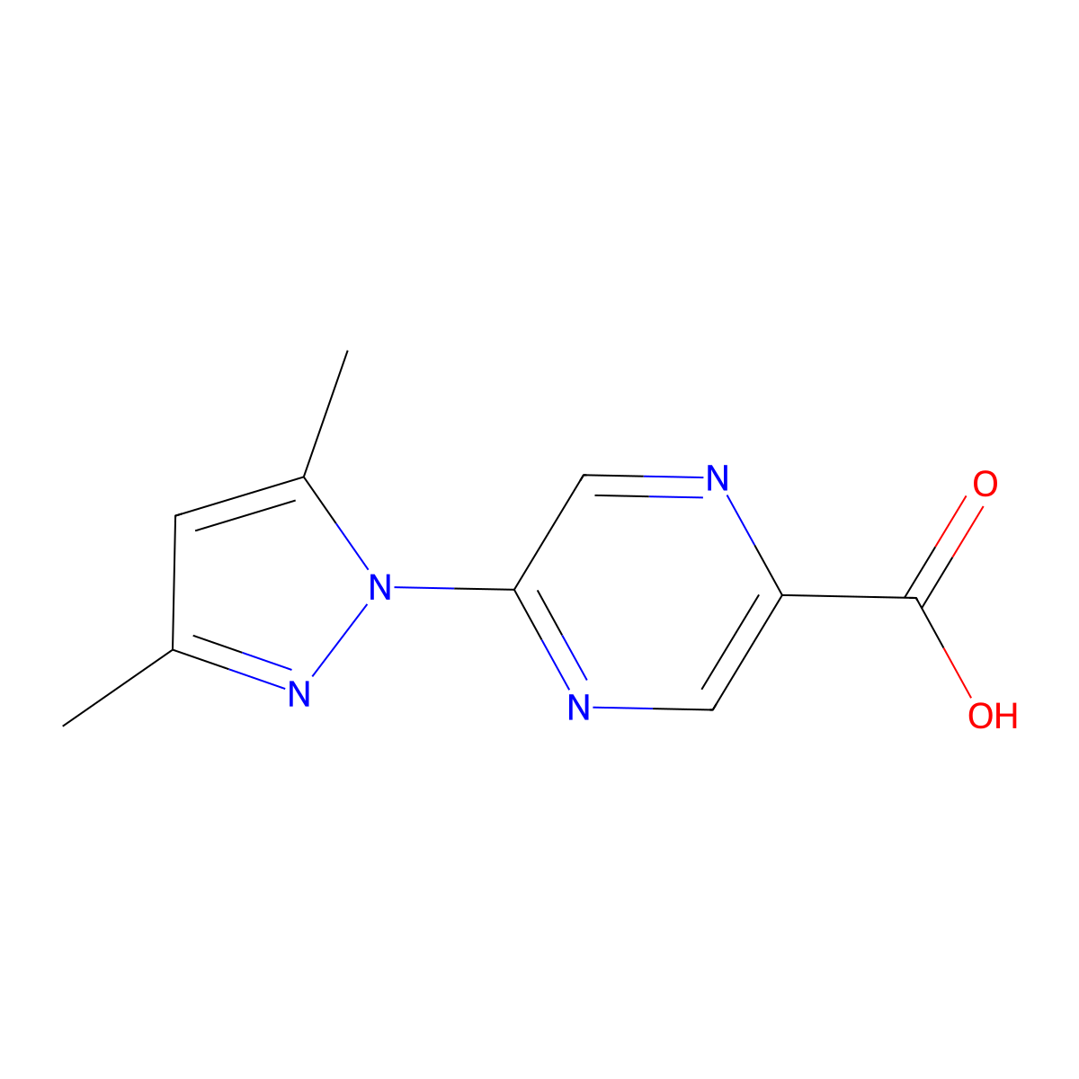 5-(3,5-Dimethyl-1H-pyrazol-1-yl)pyrazine-2-carboxylic acid molecular structure, CAS 1342782-89-1