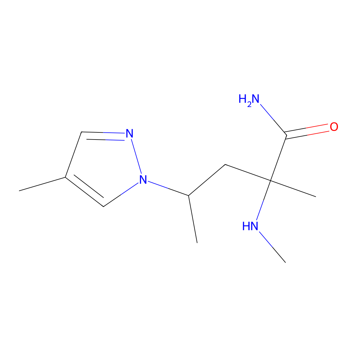 2-Methyl-4-(4-methyl-1h-pyrazol-1-yl)-2-(methylamino)pentanamide molecular structure, CAS 1342784-30-8