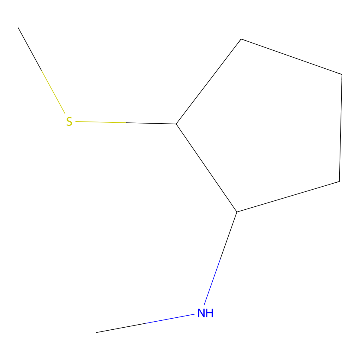 N-methyl-2-(methylsulfanyl)cyclopentan-1-amine molecular structure, CAS 1342785-50-5
