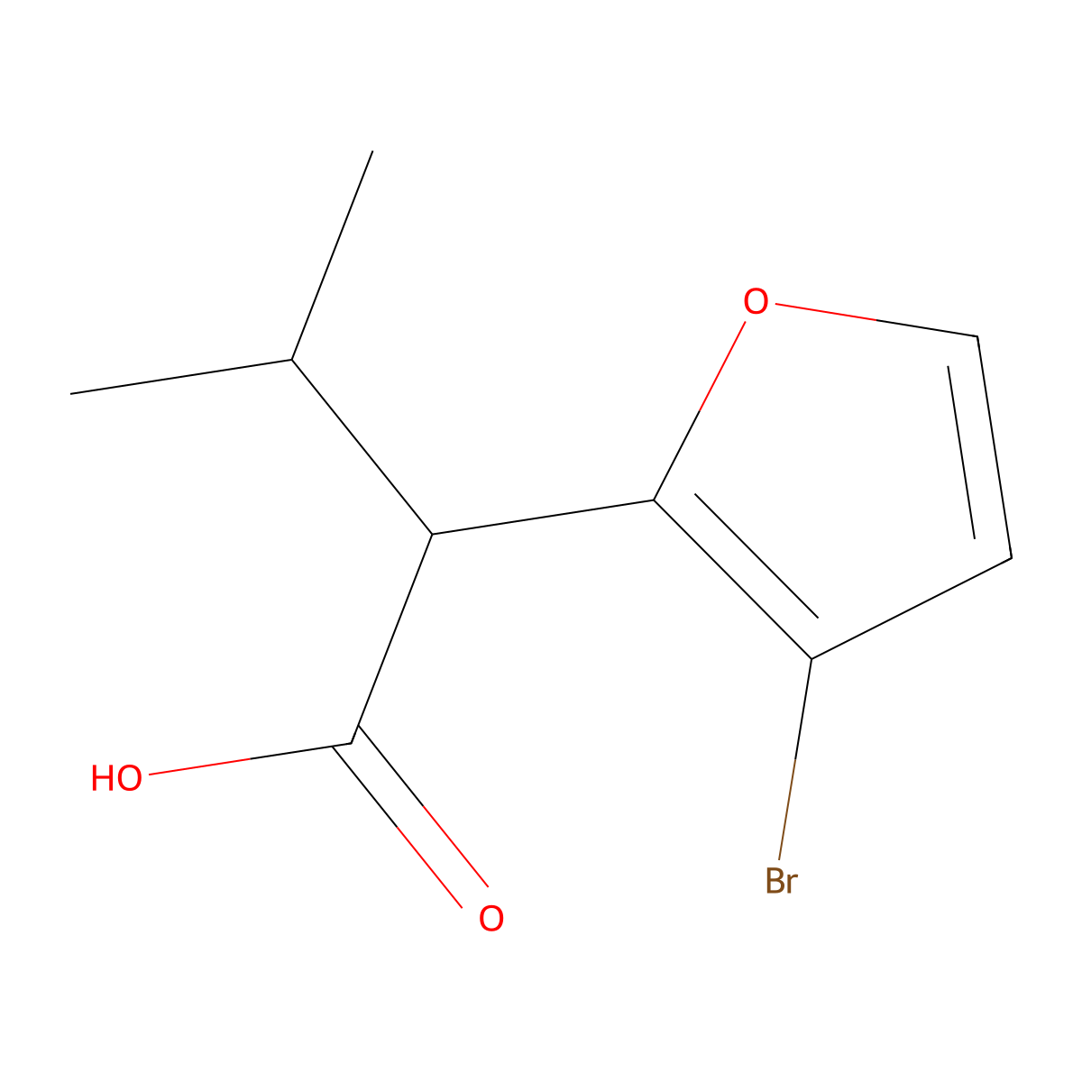 2-(3-Bromofuran-2-yl)-3-methylbutanoic acid molecular structure, CAS 1342788-01-5