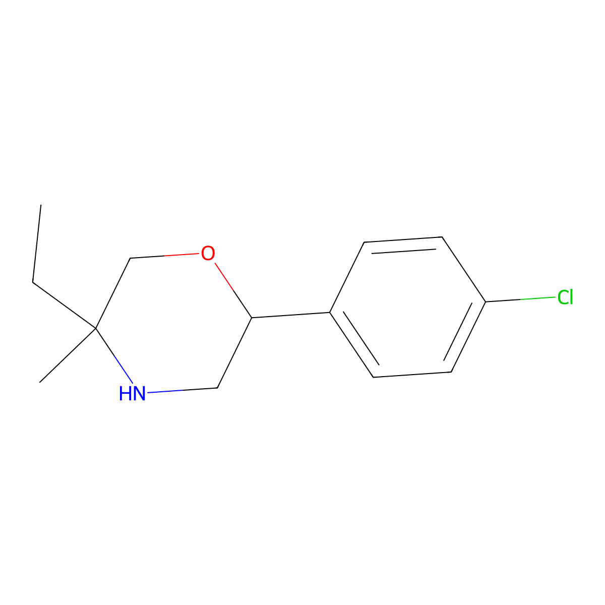 2-(4-Chlorophenyl)-5-ethyl-5-methylmorpholine molecular structure, CAS 1342788-82-2