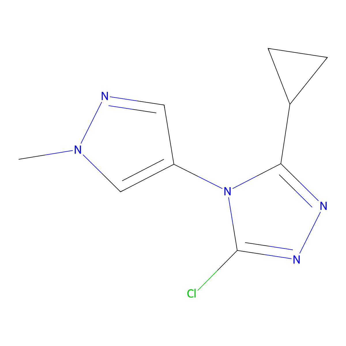 3-Chloro-5-cyclopropyl-4-(1-methylpyrazol-4-yl)-1,2,4-triazole molecular structure, CAS 1342789-35-8