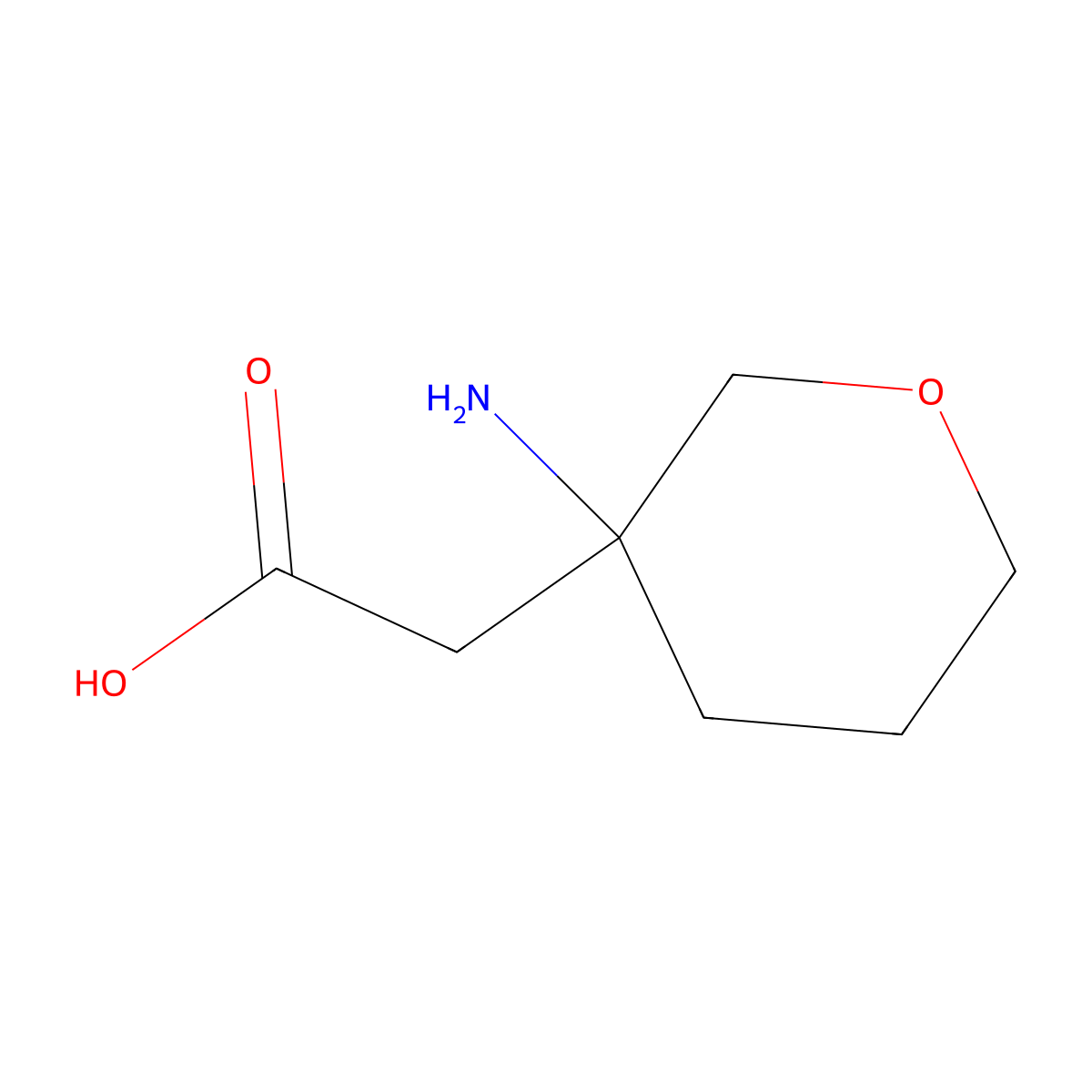 2-(3-Aminooxan-3-yl)acetic acid molecular structure, CAS 1342792-02-2