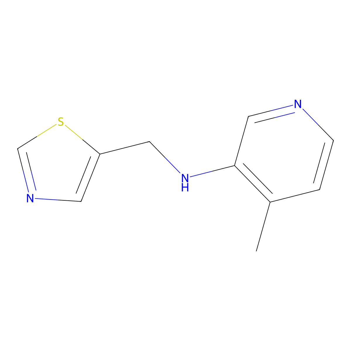 4-methyl-N-[(1,3-thiazol-5-yl)methyl]pyridin-3-amine molecular structure, CAS 1342793-23-0
