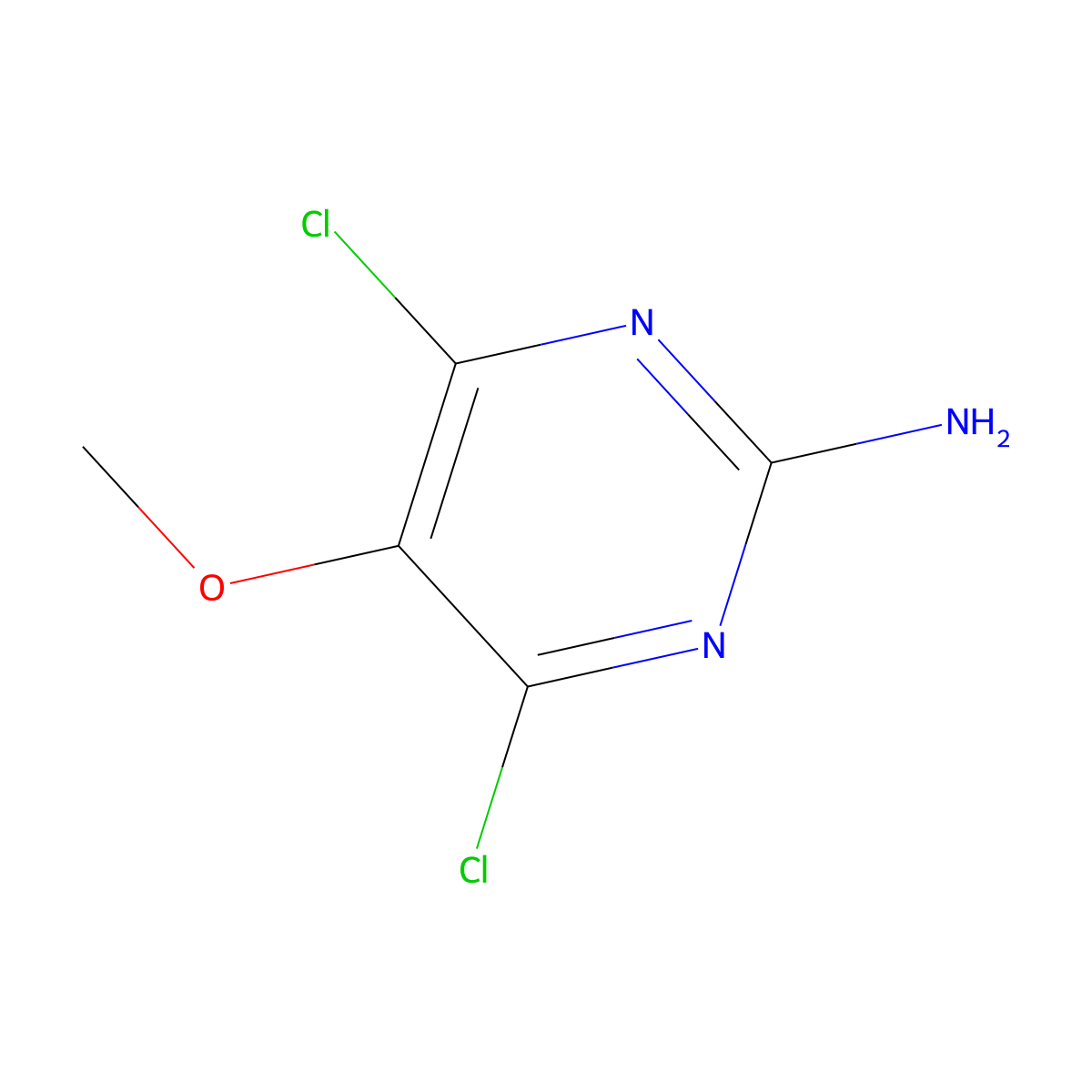 4,6-Dichloro-5-methoxy-2-pyrimidinamine molecular structure, CAS 13428-25-6