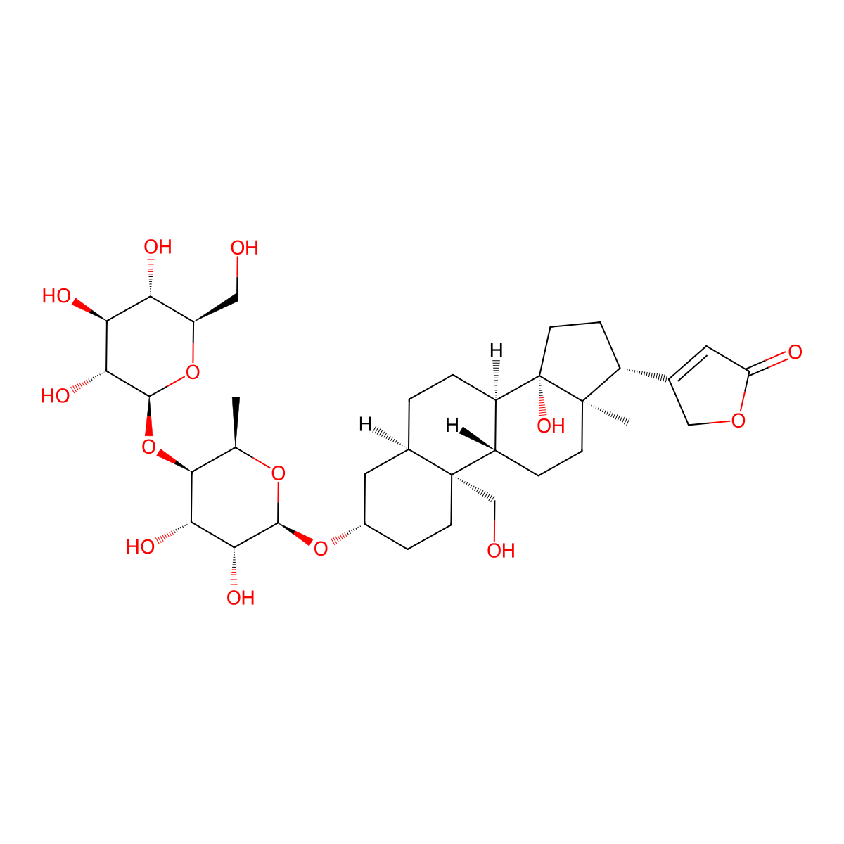 y-10-(hydroxymethyl)-13-methylhexadecahydro-1H-cyclopenta[a]phenanthren-17-yl)furan-2(5H)-one molecular structure, CAS 13428-83-6