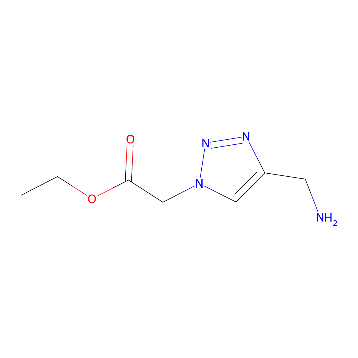 Ethyl 2-(4-(aminomethyl)-1H-1,2,3-triazol-1-yl)acetate molecular structure, CAS 1342805-77-9