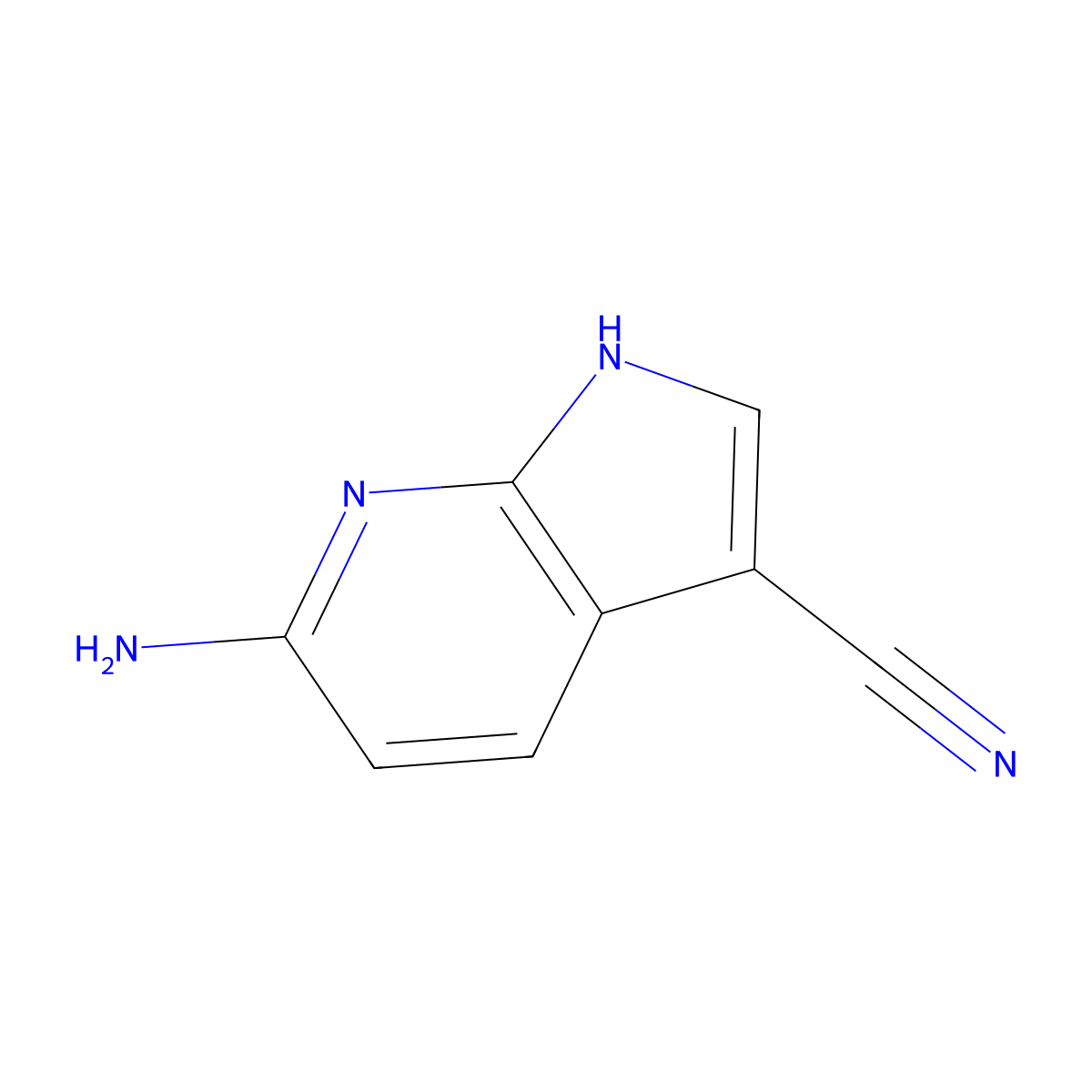 6-amino-1H-pyrrolo[2,3-b]pyridine-3-carbonitrile molecular structure, CAS 1342810-55-2