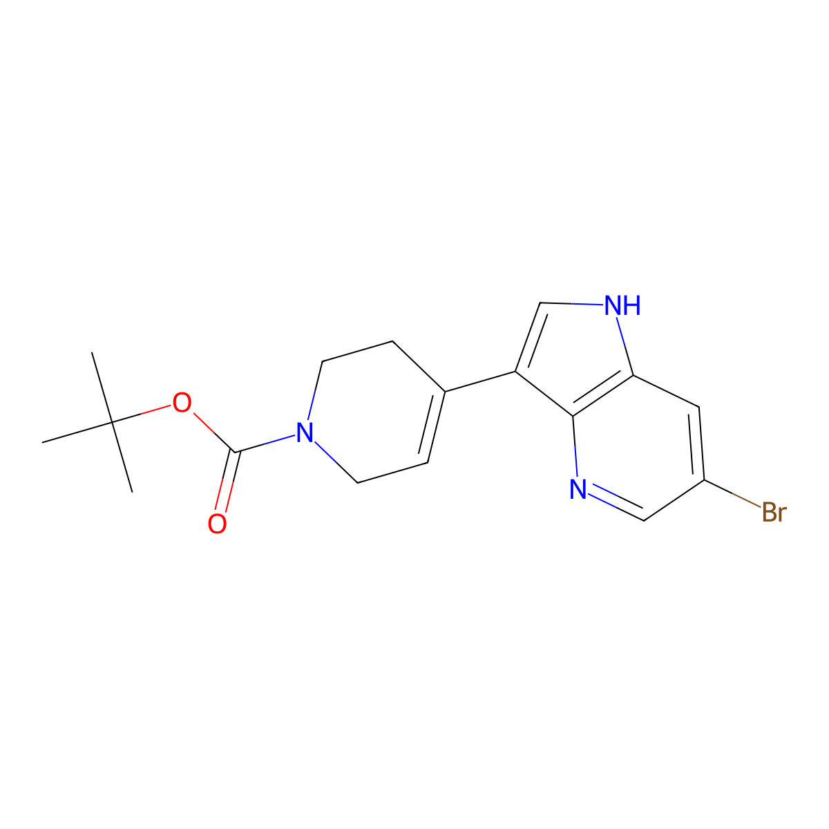 Tert-butyl 4-(6-bromo-1H-pyrrolo[3,2-B]pyridin-3-YL)-3,6-dihydropyridine-1(2H)-carboxylate molecular structure, CAS 1342810-58-5