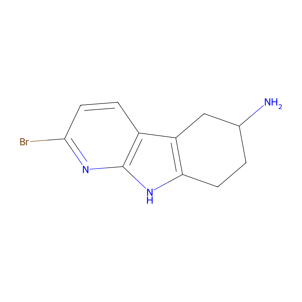 2-bromo-6,7,8,9-tetrahydro-5H-pyrido[2,3-b]indol-6-amine molecular structure, CAS 1342810-90-5