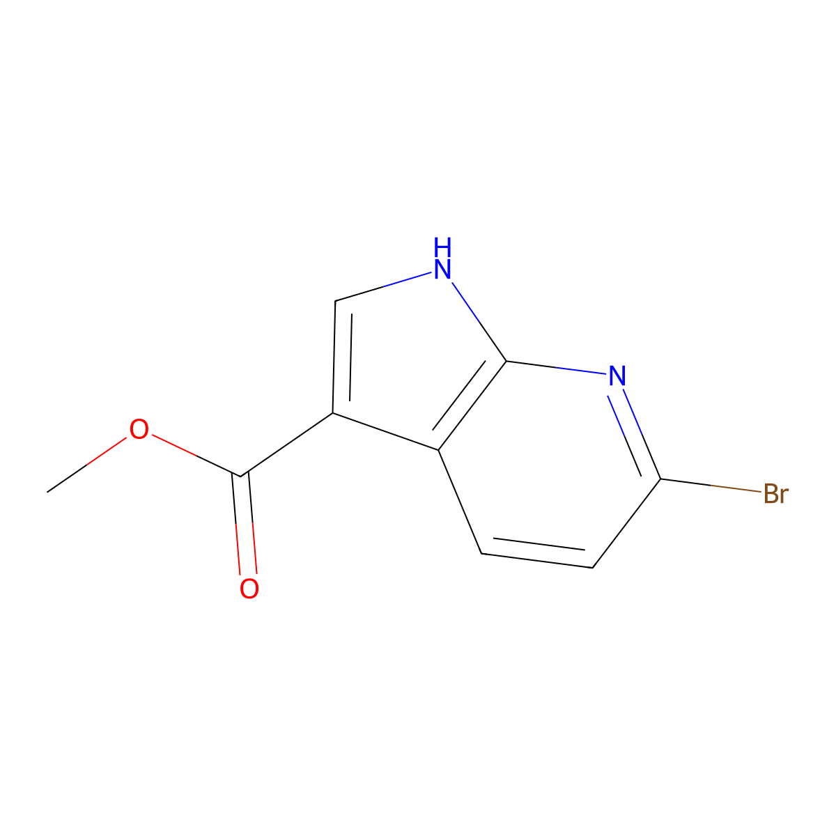 Methyl 6-bromo-1H-pyrrolo[2,3-B]pyridine-3-carboxylate molecular structure, CAS 1342811-51-1