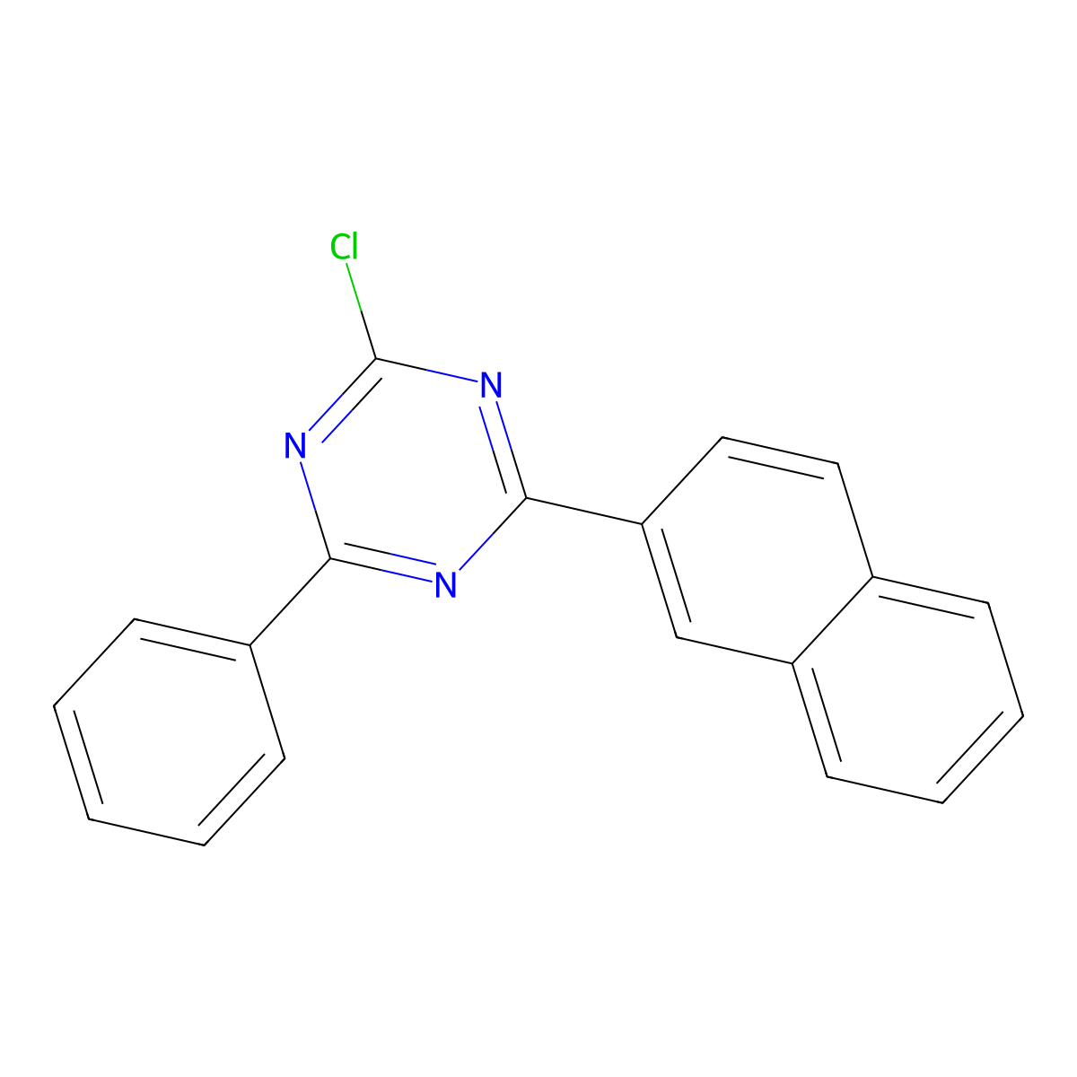 2-Chloro-4-(naphthalen-2-yl)-6-phenyl-1,3,5-triazine molecular structure, CAS 1342819-12-8